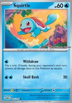 Squirtle - 007/165 (Pokémon Center Stamp) - Scarlet & Violet: 151